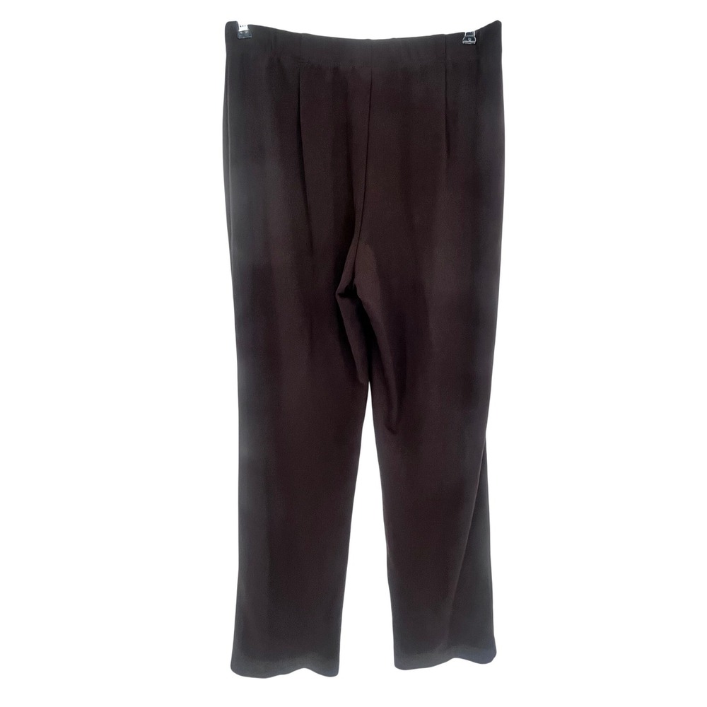 Susan Graver Liquid Knit Pants Womens Medium Brown Straight Leg Elastic Waist